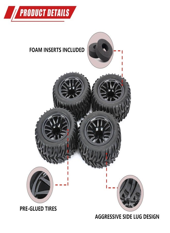 RCAWD 12mm Hex Adapter, Pre-Glued Wheel Tire Set for Slash 4X4 & Slash 2WD & Hosim & DEERC & LAEGENDARY 1/10 Monster Truck Upgrades Part LG-015BL - Image 3